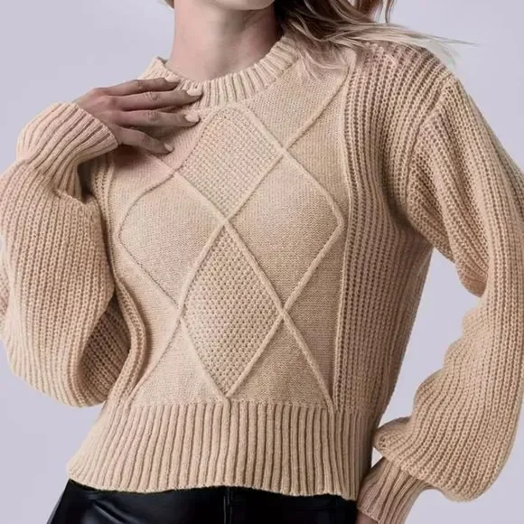 Crissâcross beige sweater sz S M L cute and comfortable Fall Tops Beige - Picture 5 of 5